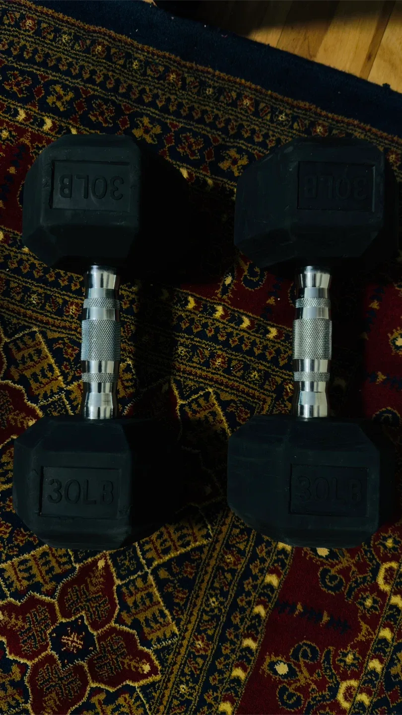 Pair of 30LB Hex Dumbbells