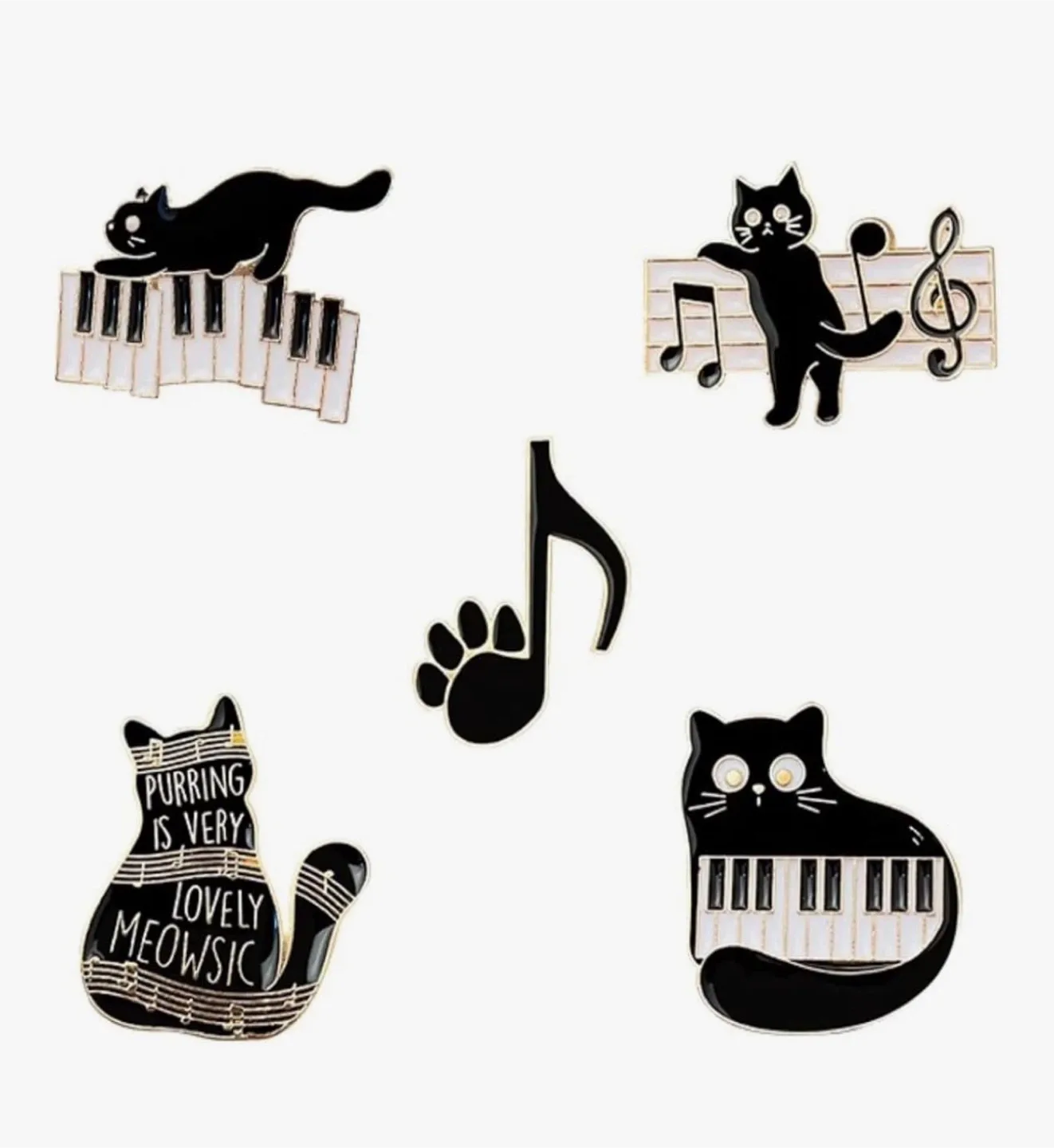 Umhje Cat Piano Enamel Pin Brooch Set thumbnail