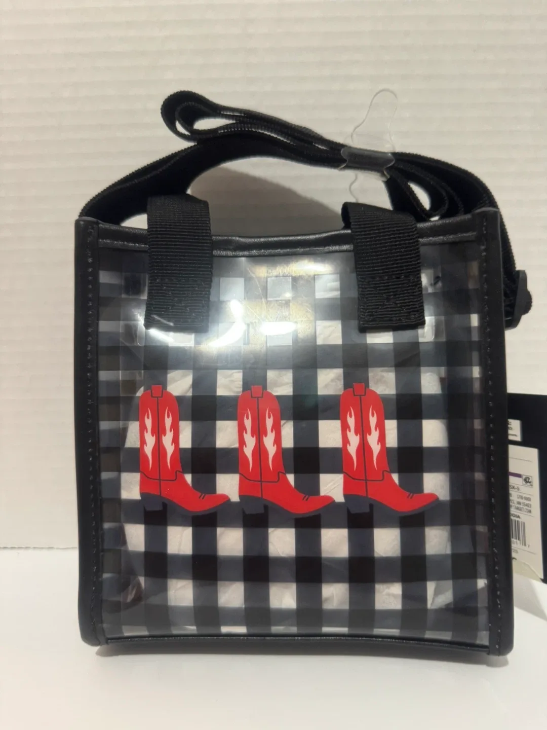 Art Class Gingham Tote Bag with Cowboy Boots thumbnail
