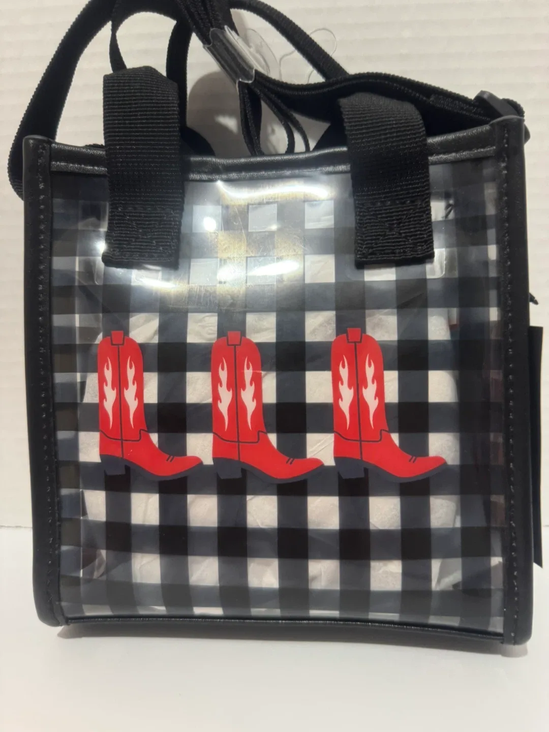 Art Class Gingham Tote Bag with Cowboy Boots image indicator(3)
