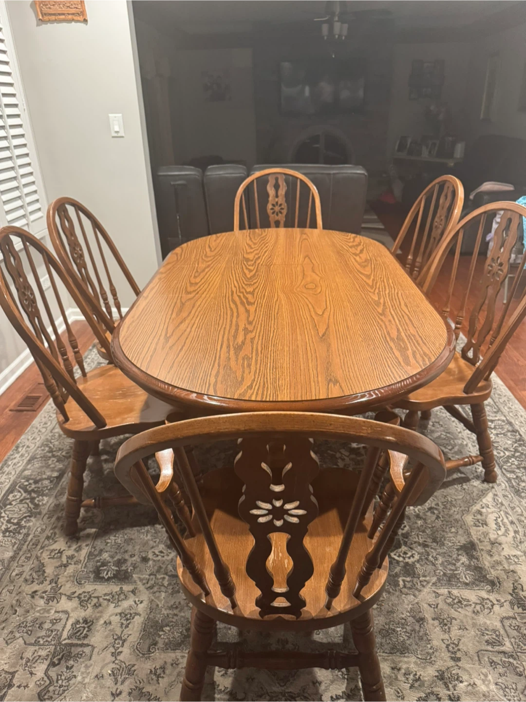 Wooden Dining Table with 6 Chairs