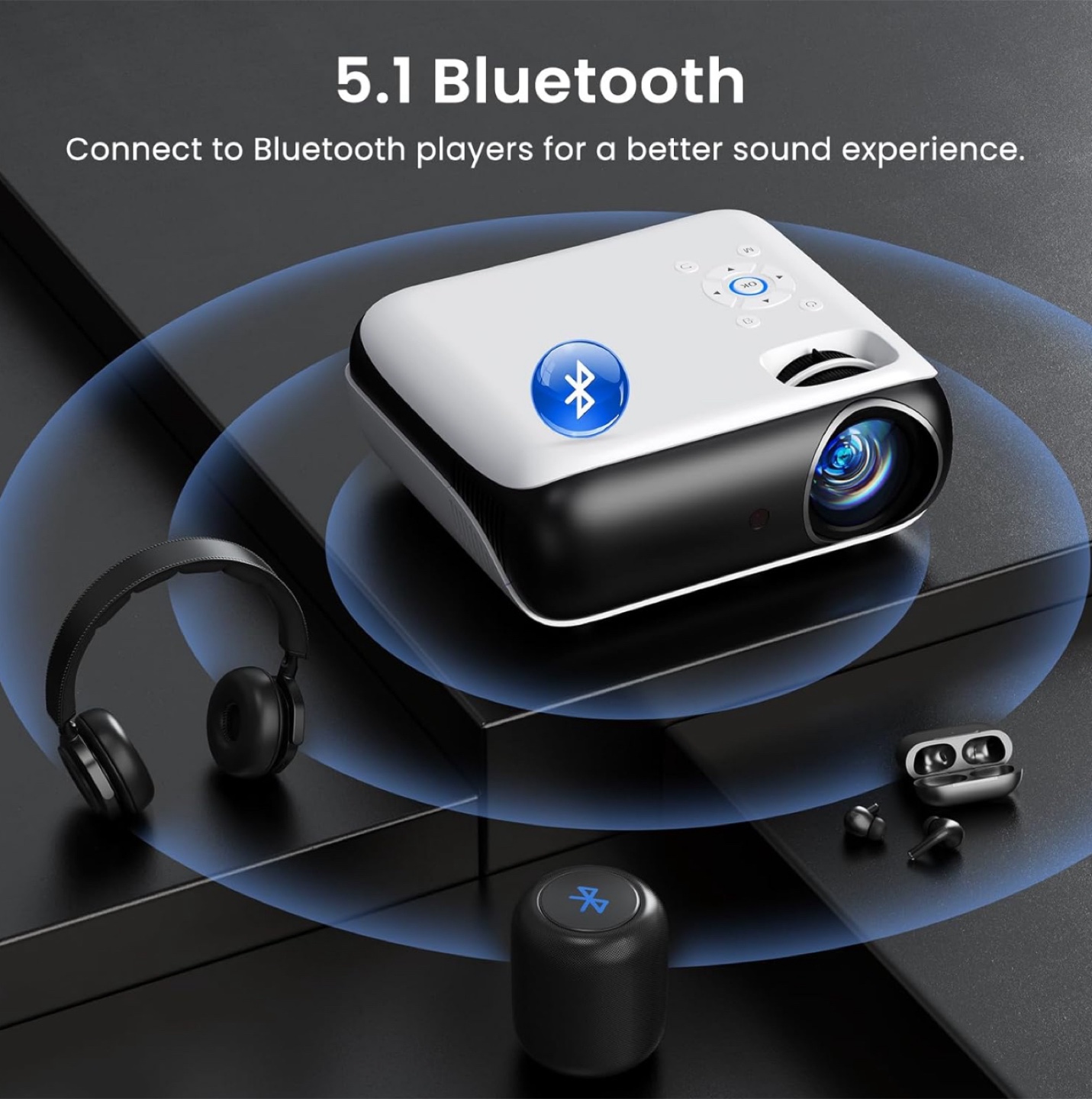 Brand New HAPPRUN Native 1080P Bluetooth Projector, Full HD - photo 2