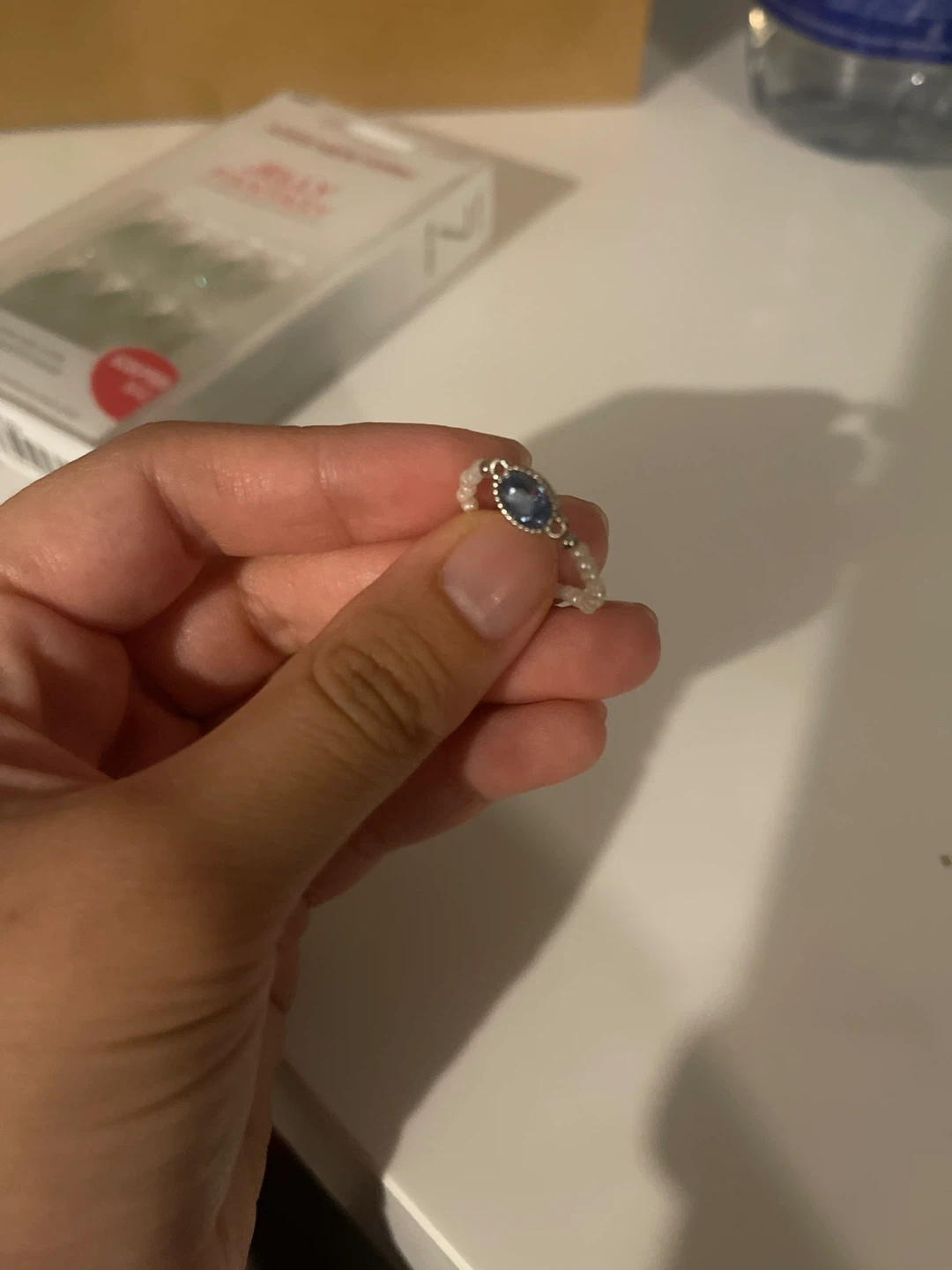 Blue Stone Beaded Ring - photo 2