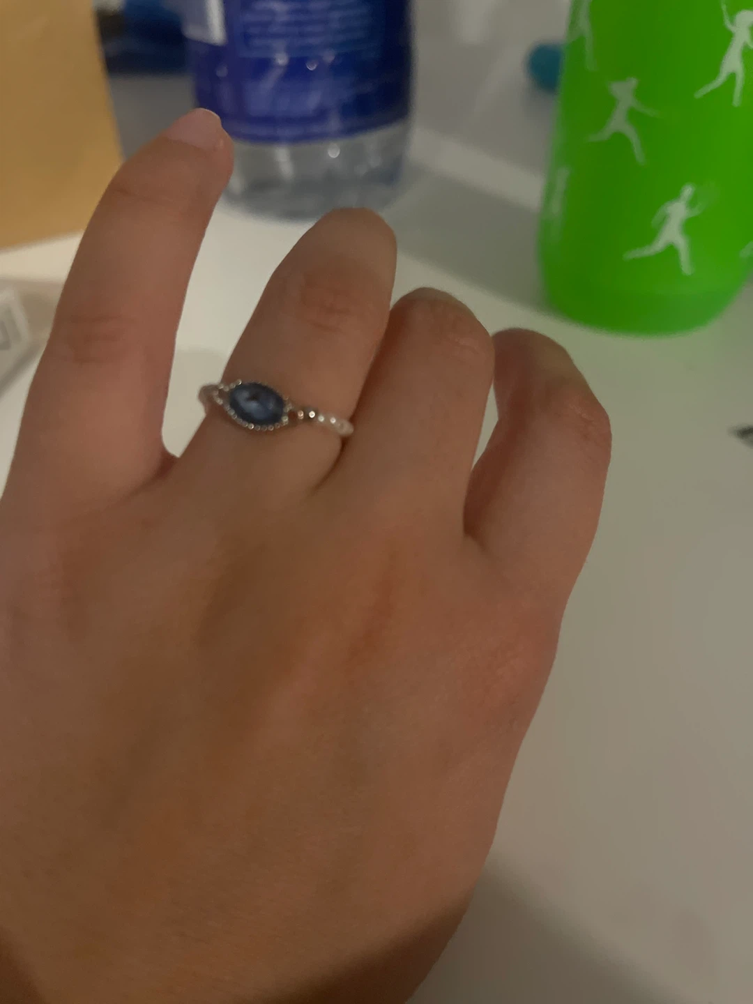 Blue Stone Beaded Ring