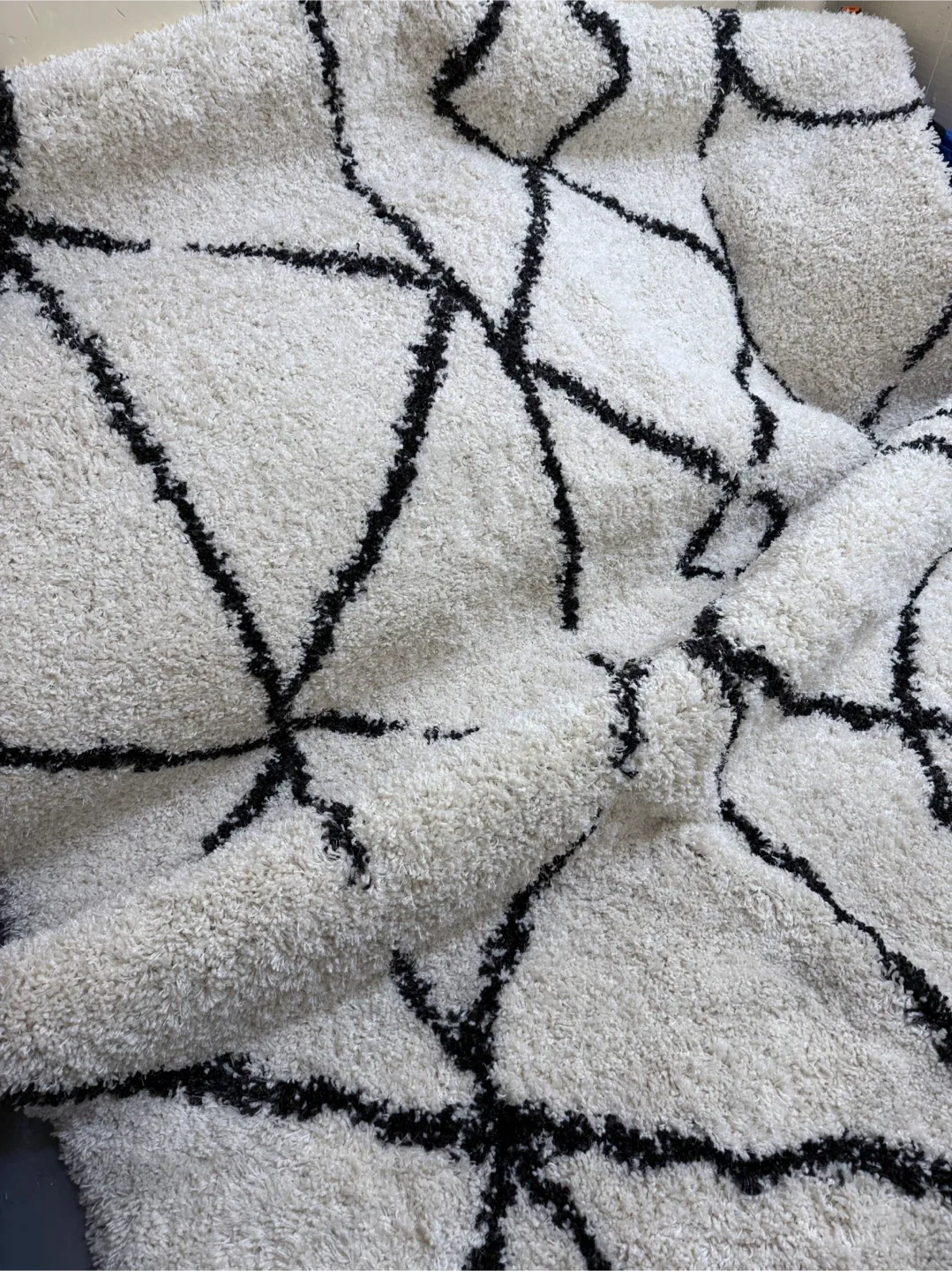 Geometric Shag Area Rug - White & Black image indicator(2)