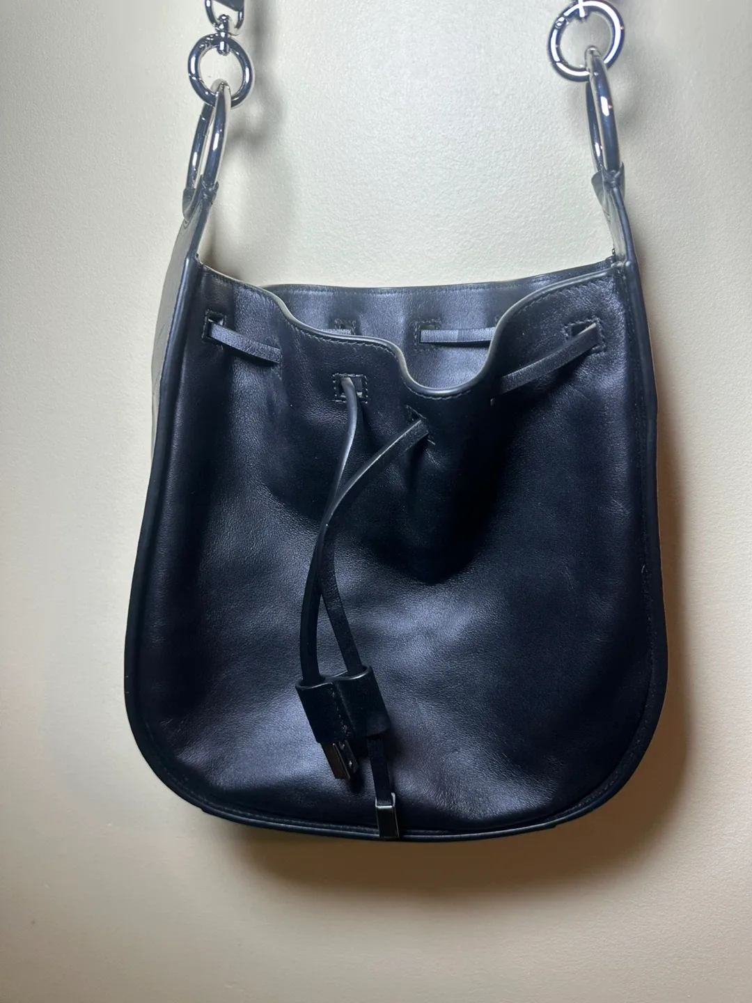 Flynn Black Leather Bucket Bag thumbnail