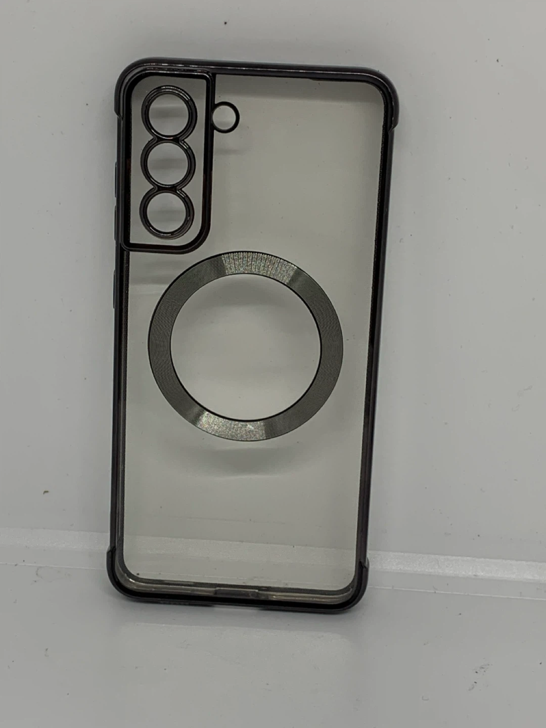 Samsung S21 Phone Case - Clear with Black Trim