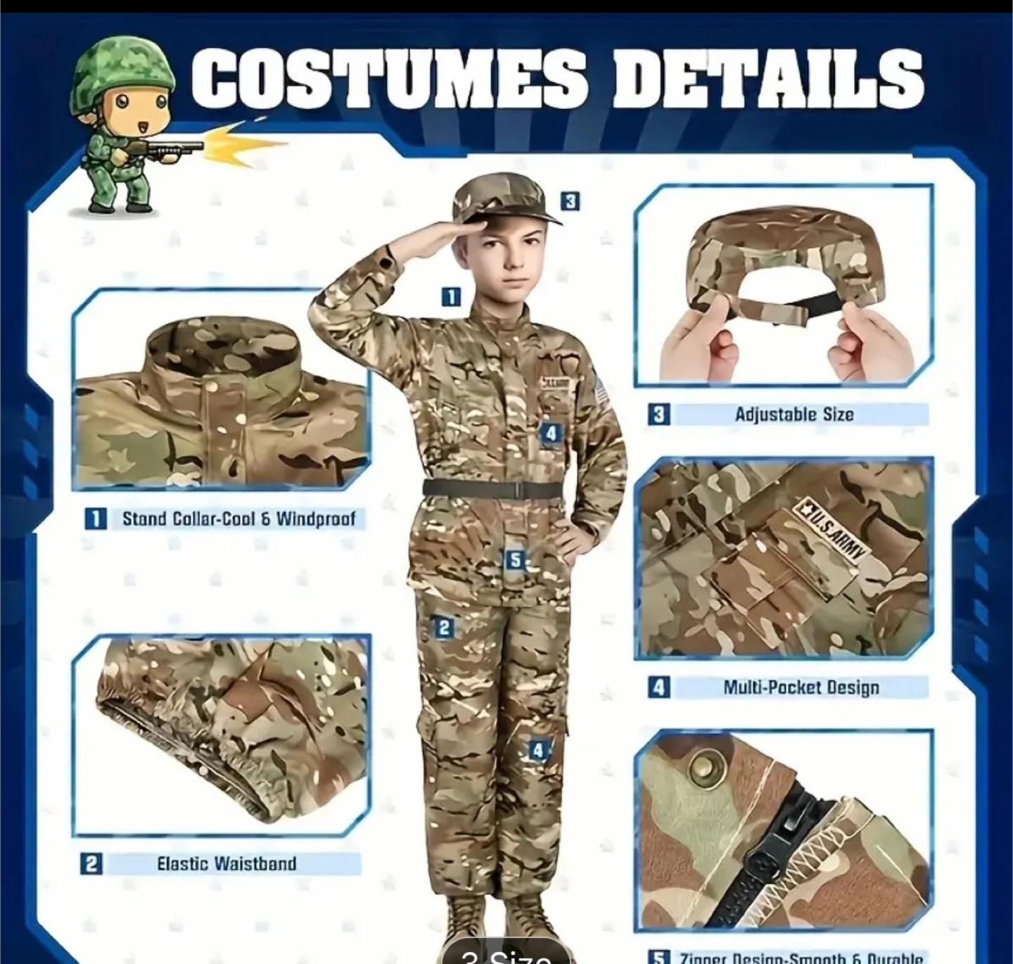 Army soldier’s uniform for kids costume party or Halloween - photo 2