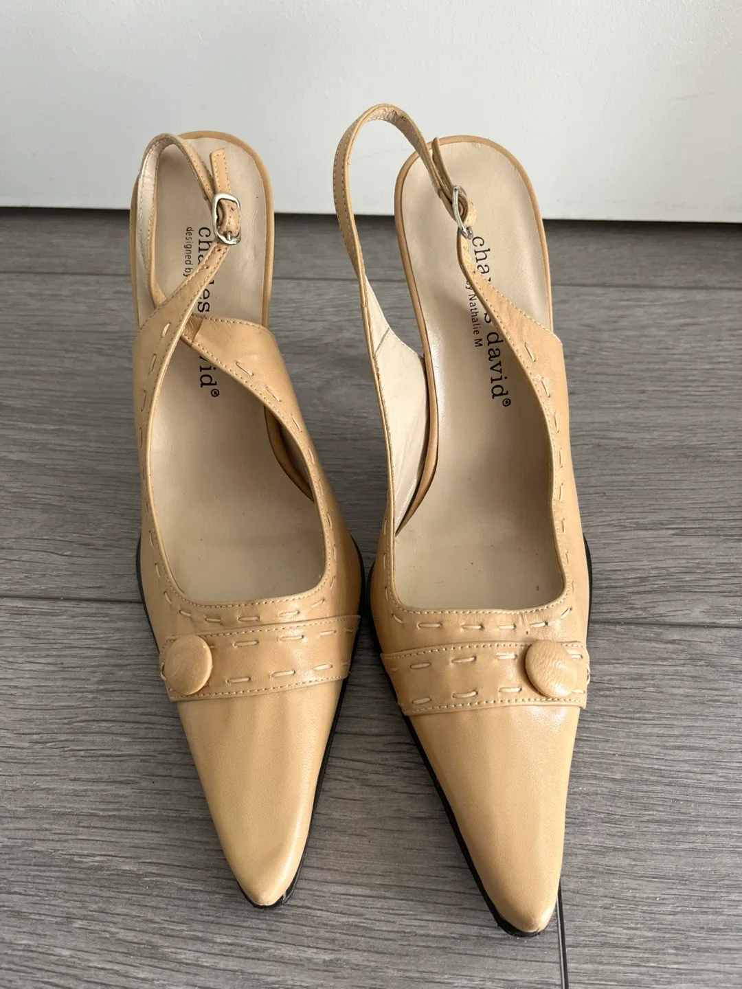 Charles David Beige Slingback Heels image indicator(2)