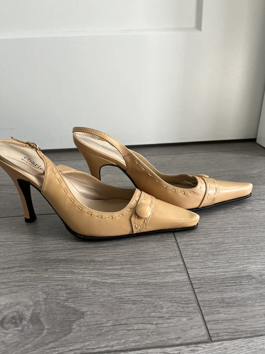 Charles David Beige Slingback Heels image indicator(4)