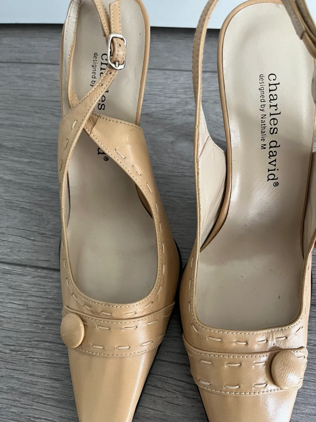 Charles David Beige Slingback Heels