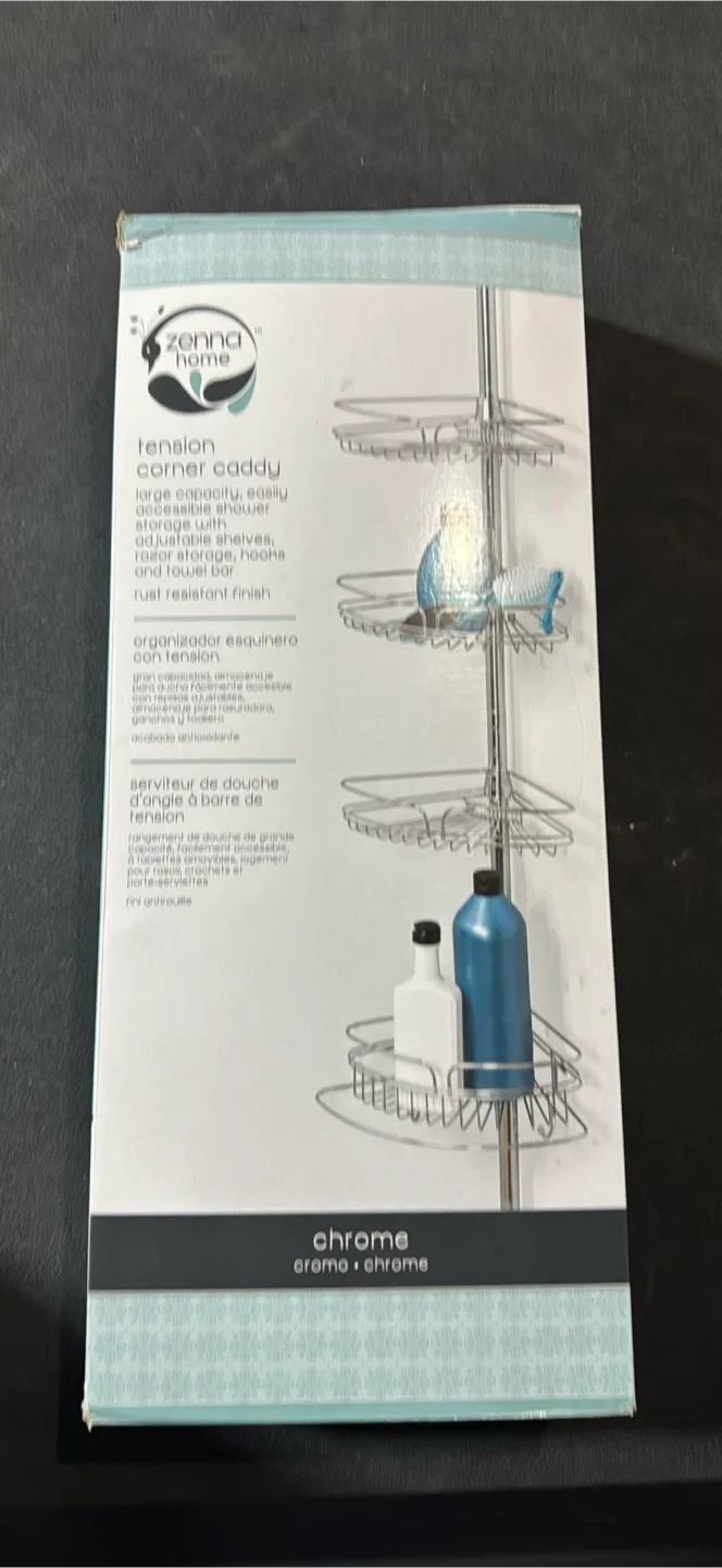 Zenna Home Tension Corner Caddy - Chrome - Shower Organizer image indicator(2)