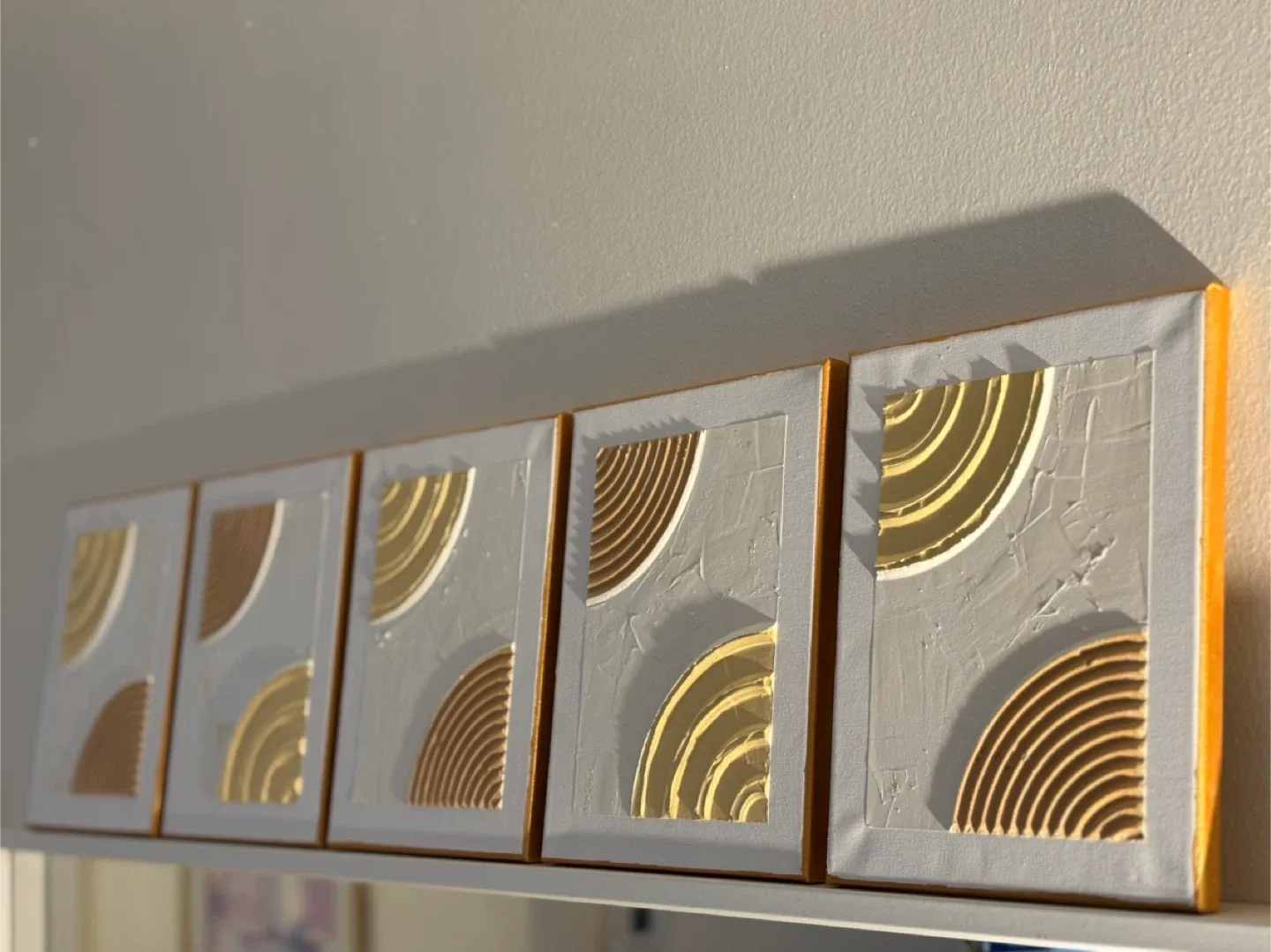 Set of 5 Abstract Gold & White Wall Art image indicator(2)