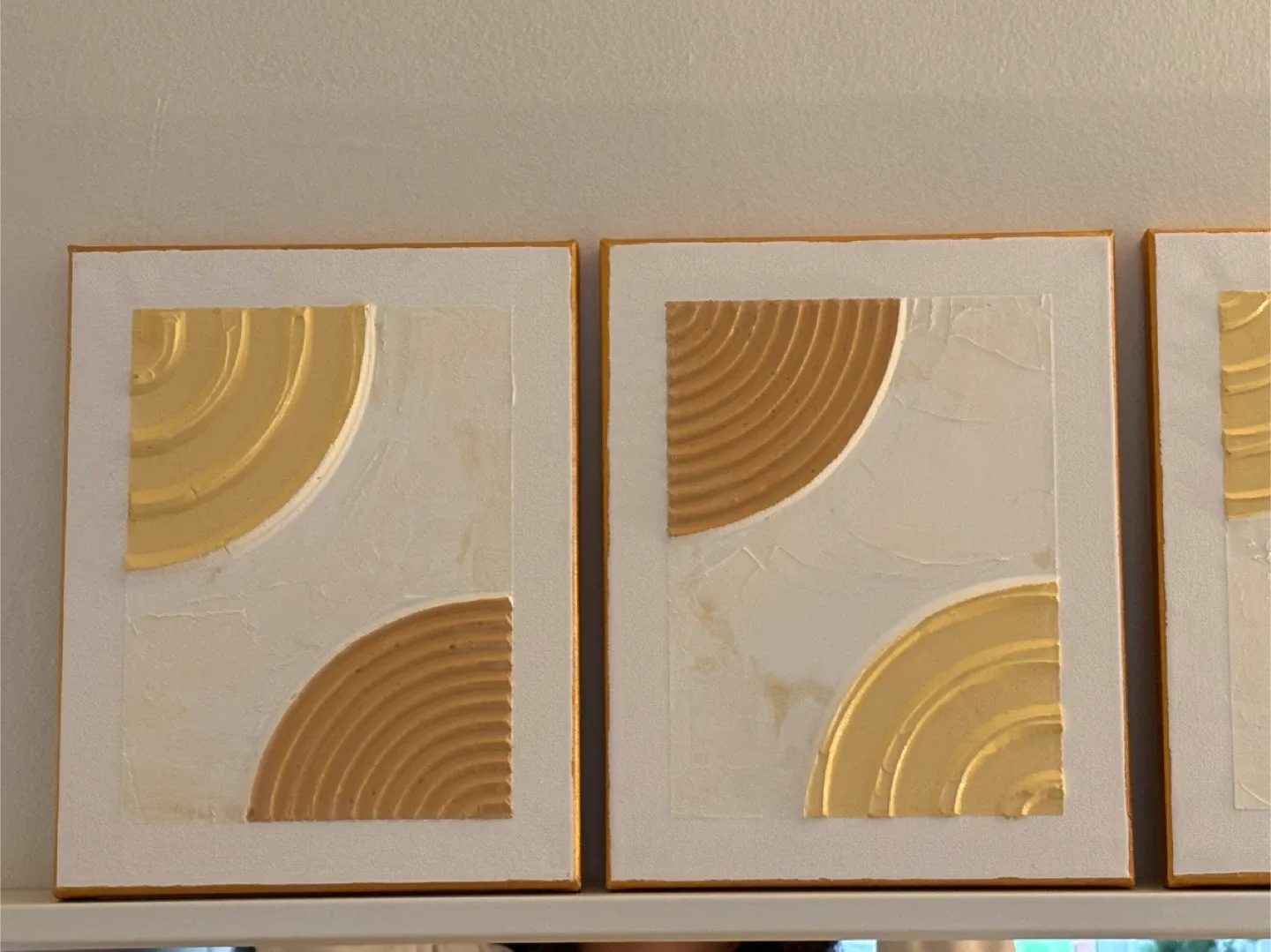 Set of 5 Abstract Gold & White Wall Art image indicator(3)