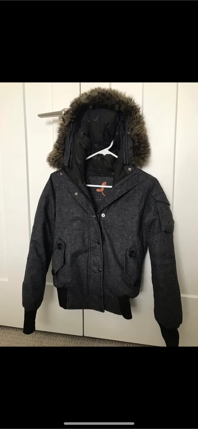 TNA Grey Winter Jacket with Fur Hood image indicator(3)