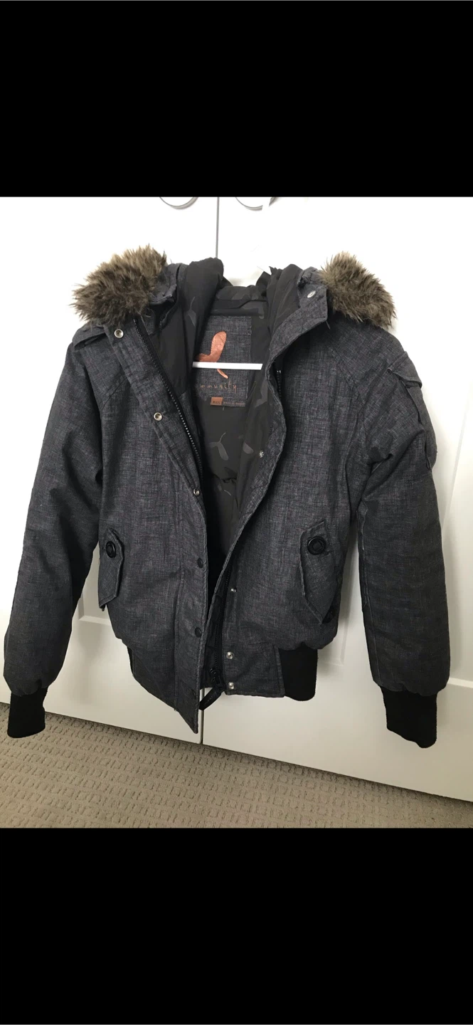 TNA Grey Winter Jacket with Fur Hood - photo 2