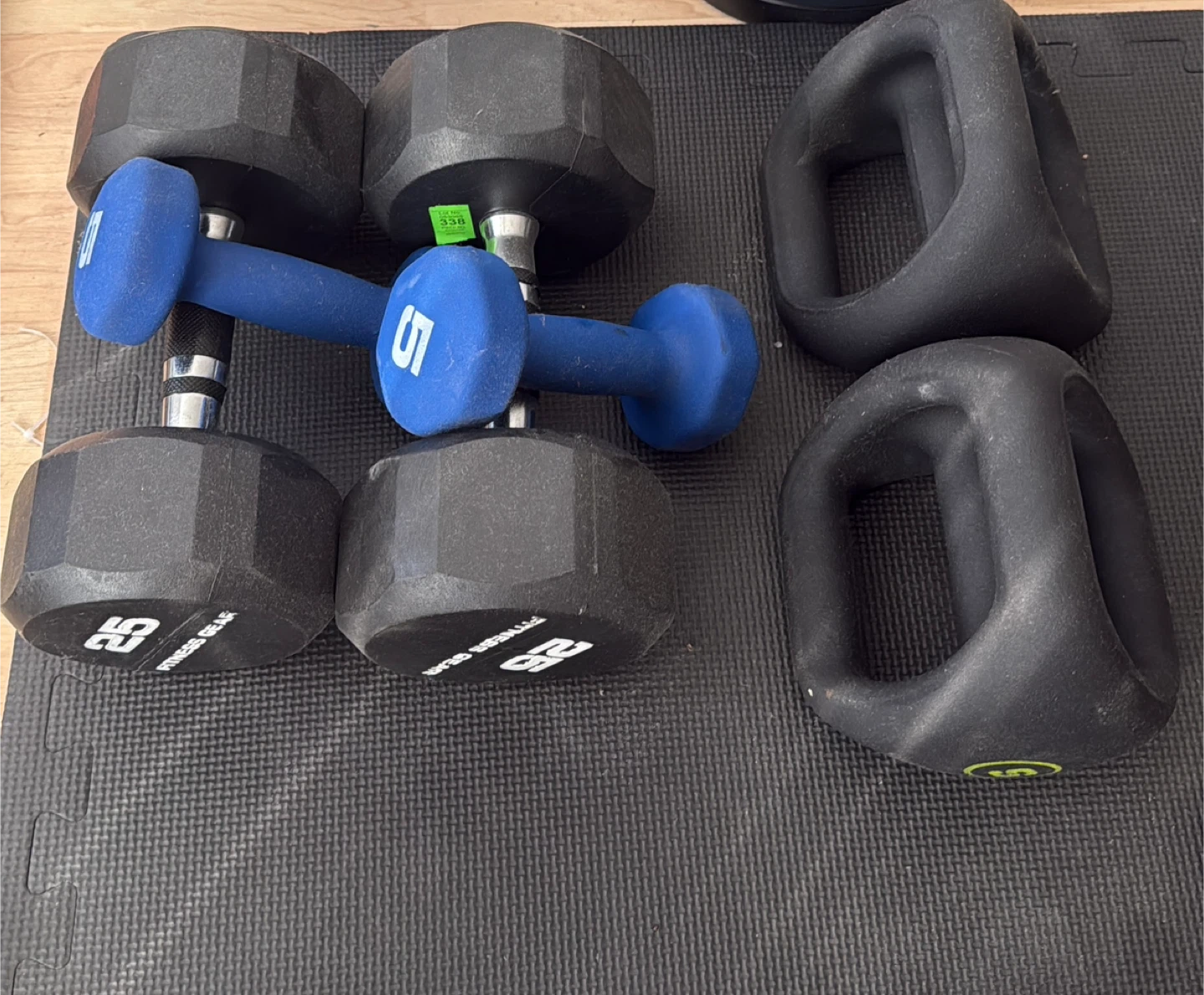 Dumbbells - 25lbs & 5lbs; 2 Y-bells