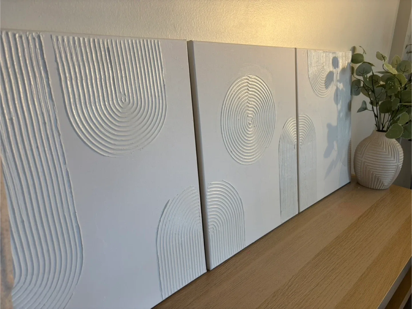 Textured White Wall Art - Set of 3 thumbnail