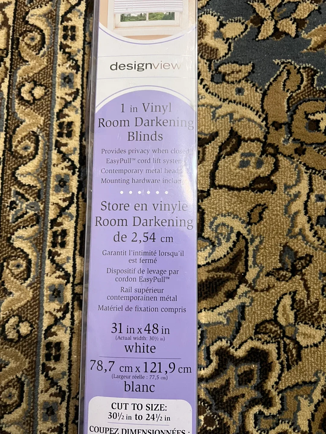 Designview 1 “ Vinyl Room Darkening Blinds 31x48 White image indicator(2)