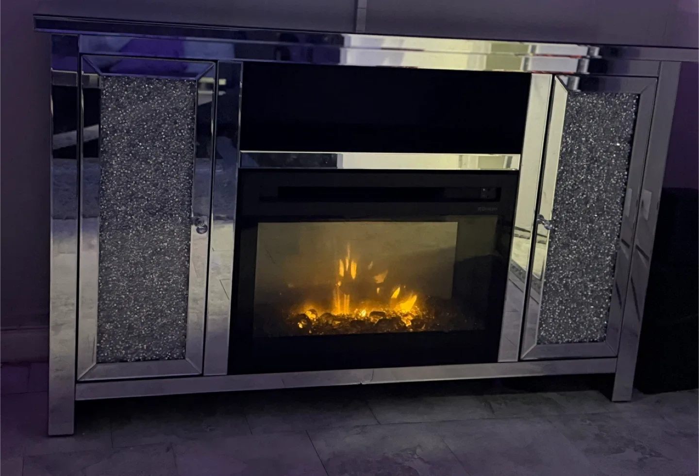 Mirrored Fireplace TV Stand image indicator(2)
