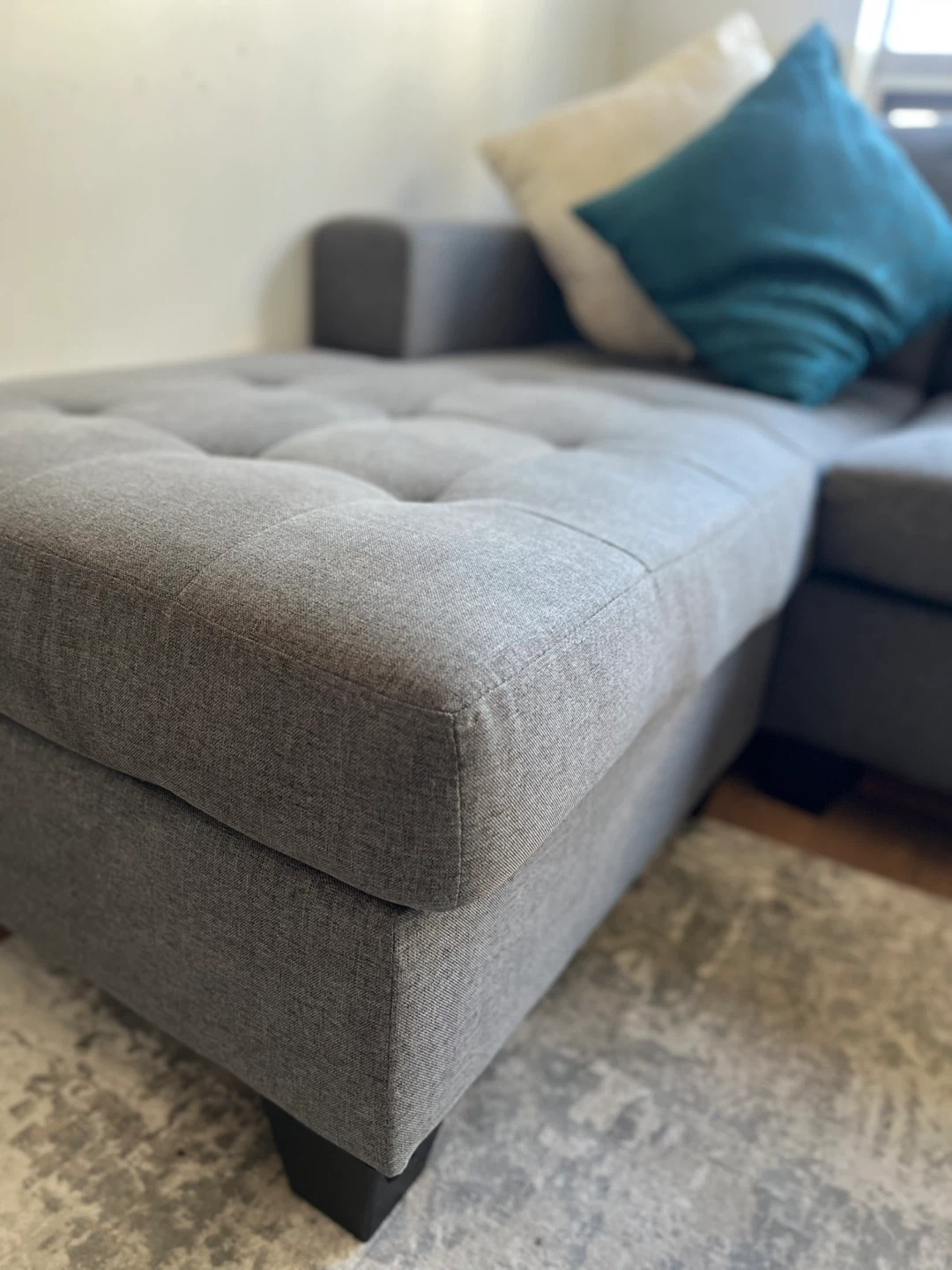 Grey L Shaped Couch with Ottoman - photo 4
