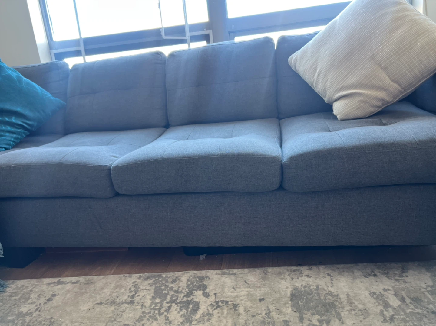 Grey L Shaped Couch with Ottoman - photo 3