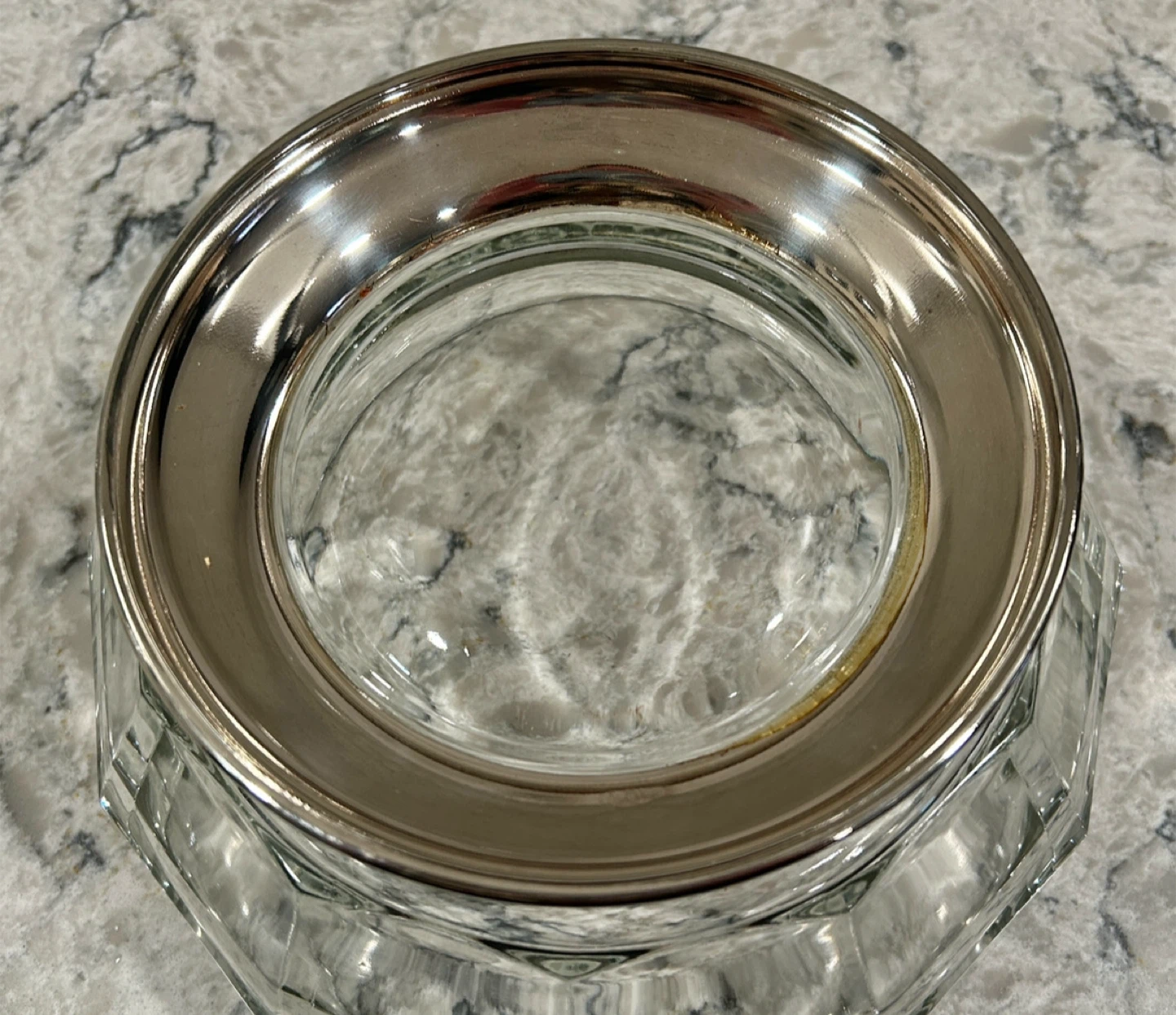 Set of 3 Glass Serving Bowls with Silver Base - photo 5