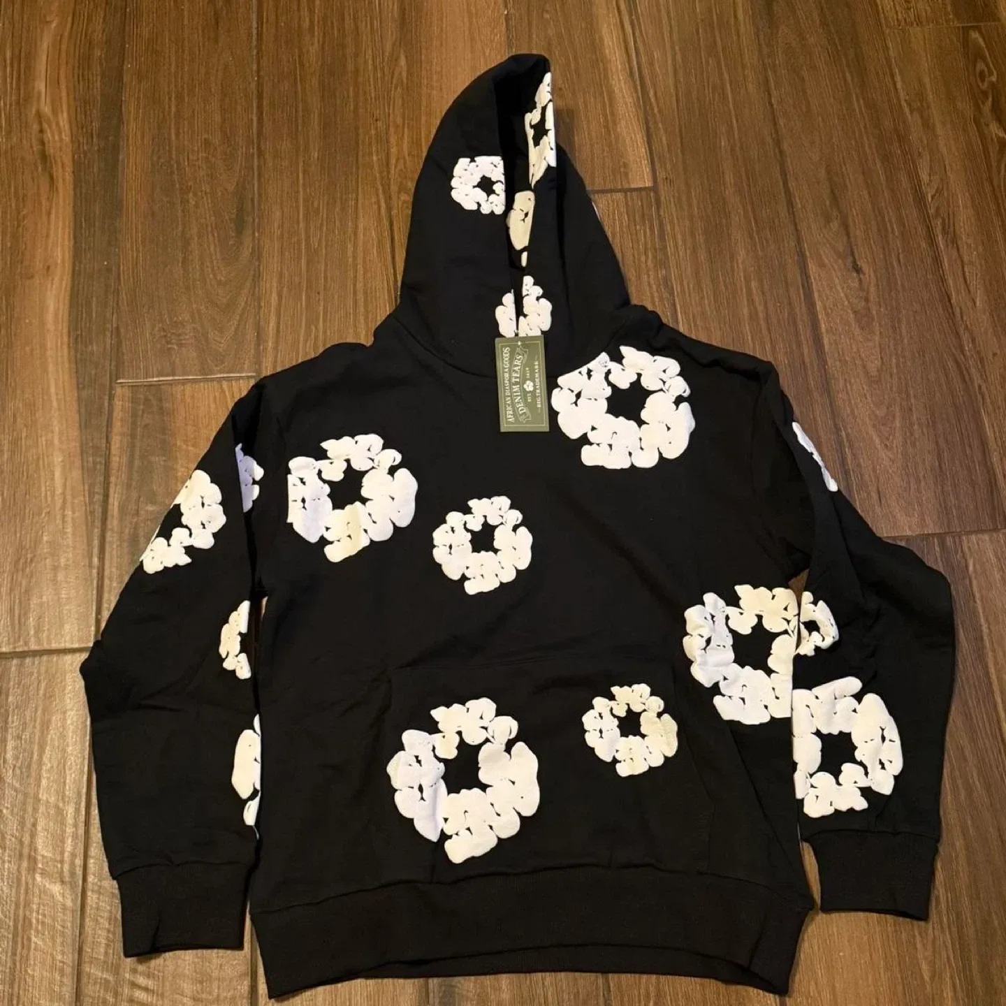 Denim Tears Hoodie - Black with Floral Design thumbnail