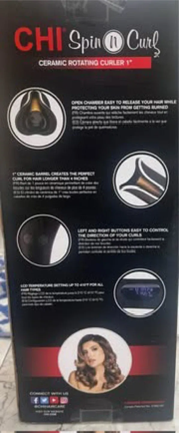 CHI Spin n Curl Ceramic Rotating Curler 1" image indicator(3)