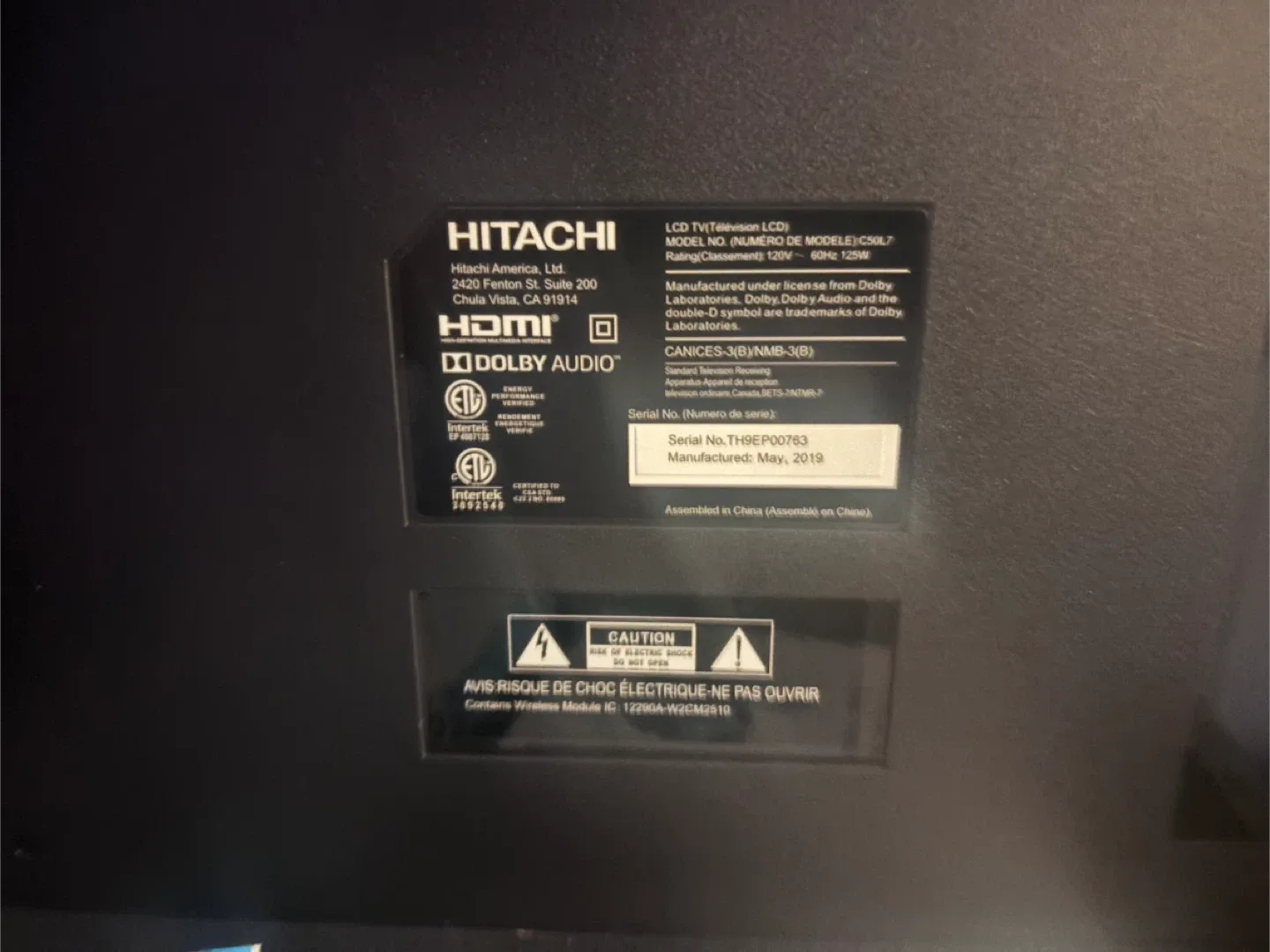 Hitachi 50” TV Television C50L7 image indicator(2)