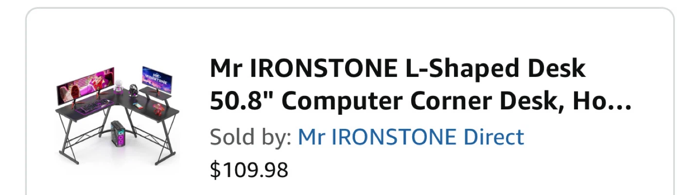 Mr IRONSTONE L-Shaped Desk - 50.8" Computer Corner Desk - photo 3