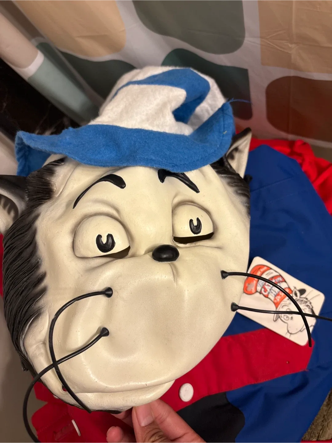 Vintage Halloween mask  Cat in the Hat Mask adult size S/M 🥕 thumbnail