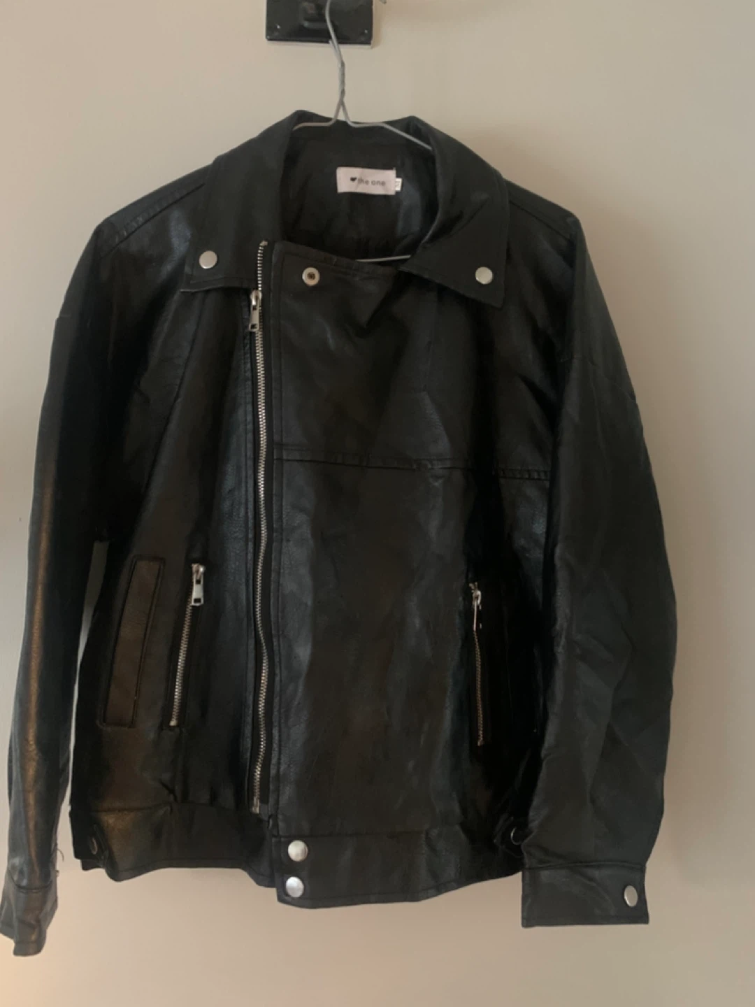 The One Black Faux Leather Jacket - Size M
