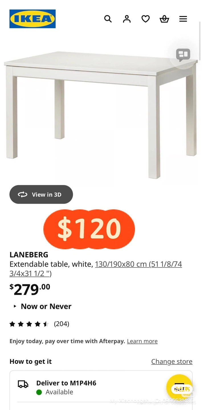 IKEA LANEBERG Extendable Dining Table - White - photo 3