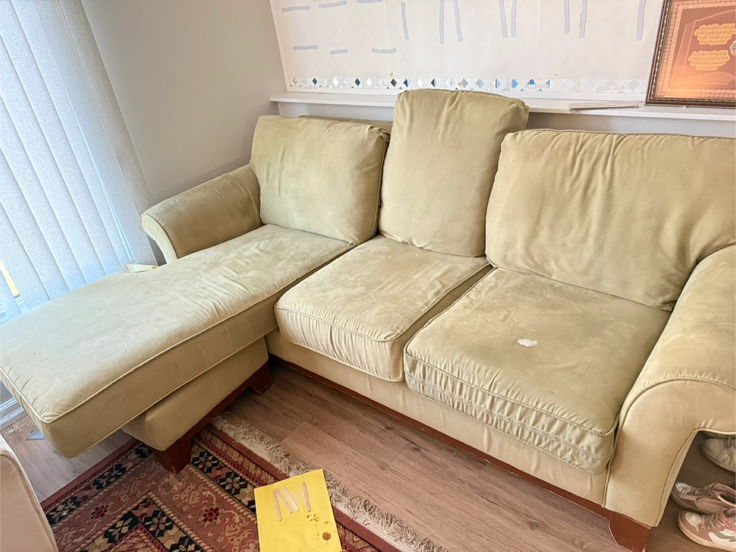 Sage Green Sectional Sofa with Chaise Lounge - photo 3