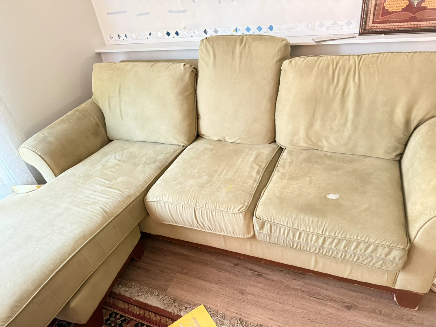 Sage Green Sectional Sofa with Chaise Lounge