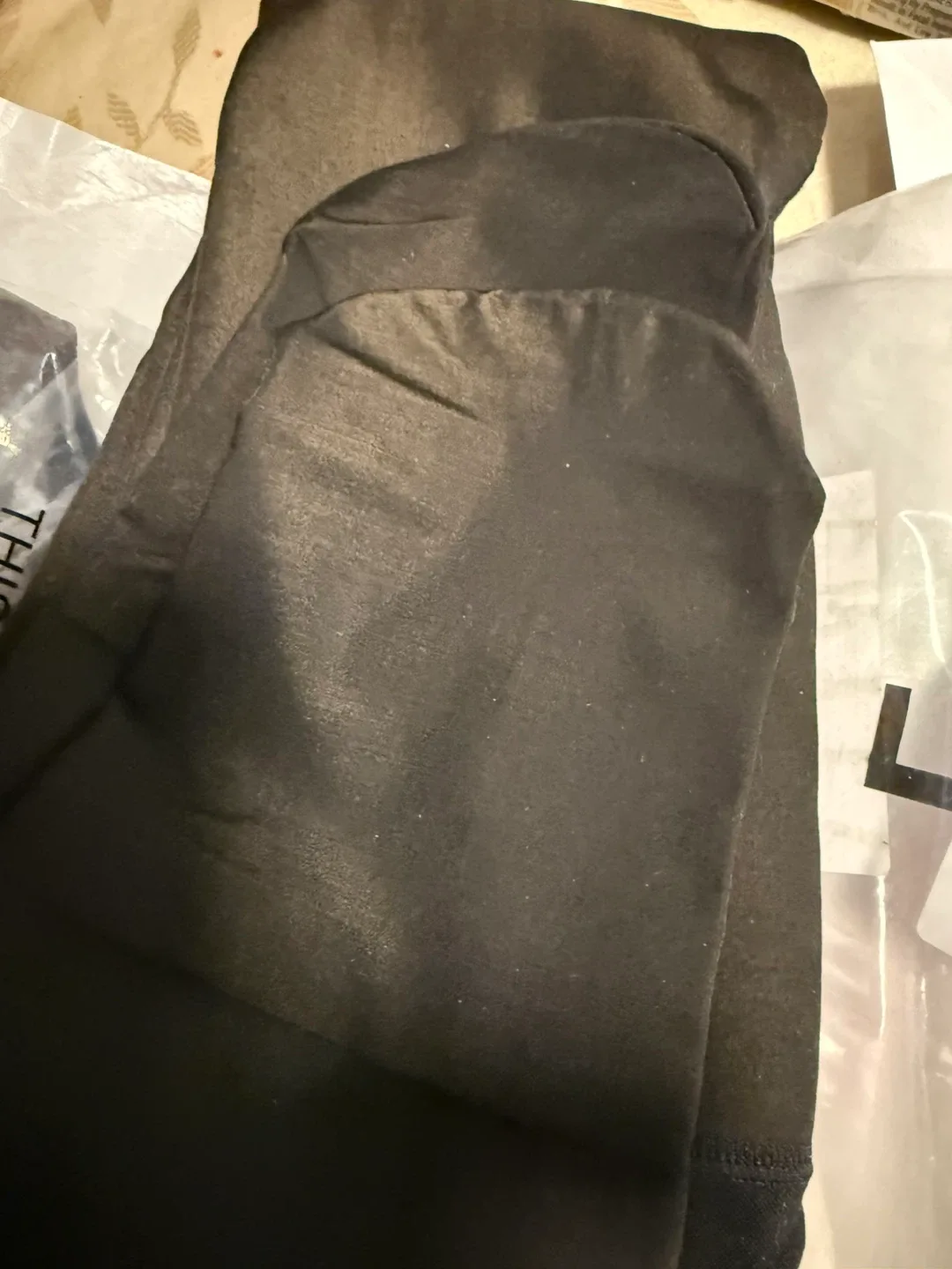 2New Black & Beige Fleece Lined Leggings - Size L image indicator(3)