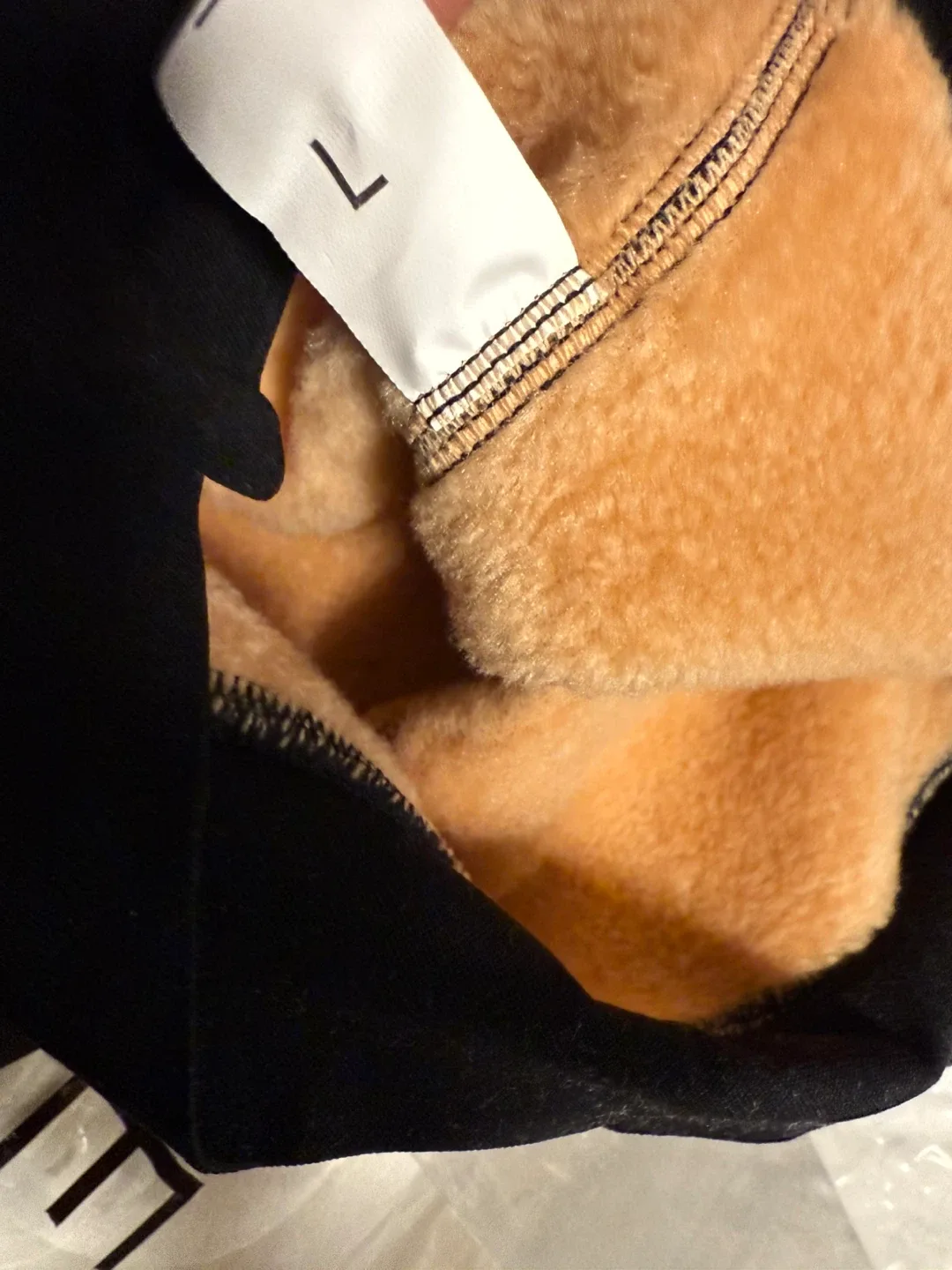 2New Black & Beige Fleece Lined Leggings - Size L image indicator(2)