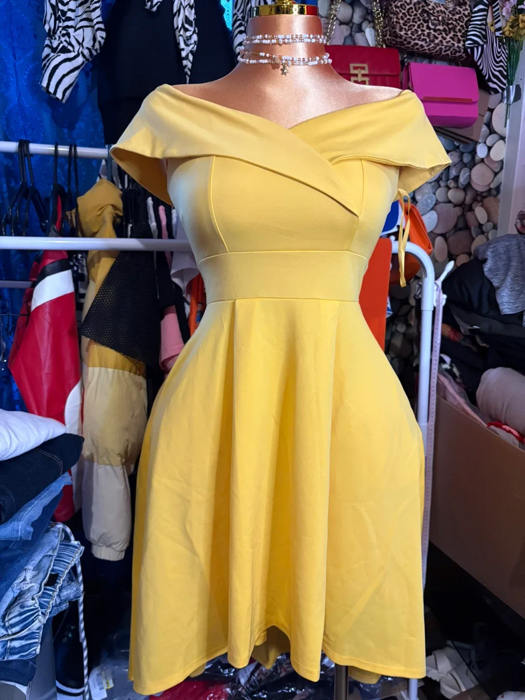 Yellow Off-Shoulder Dress thumbnail