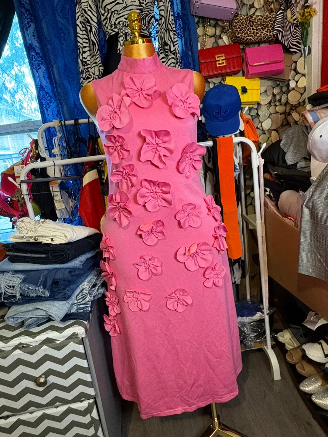 Pink Floral Sleeveless Dress thumbnail