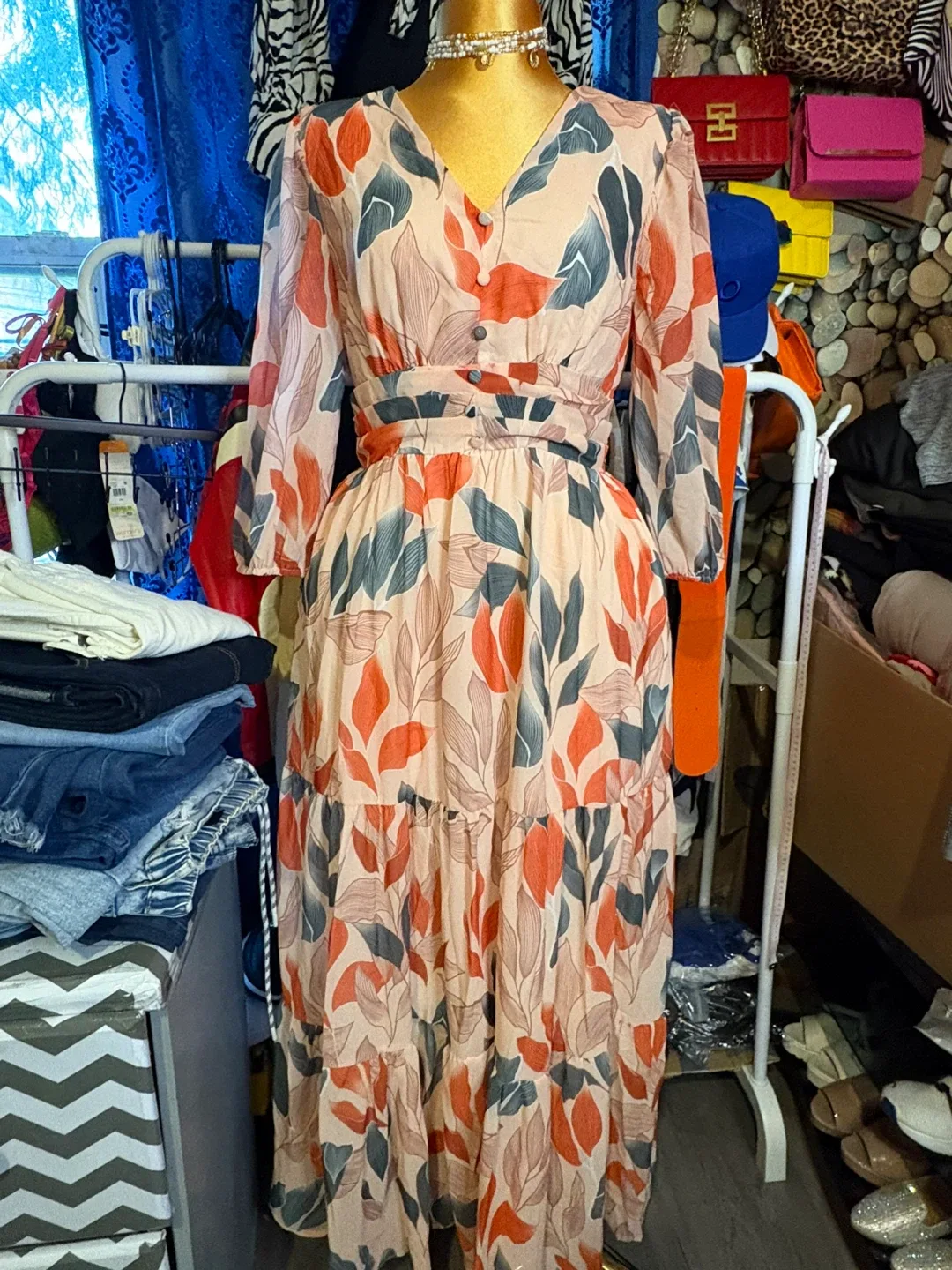 Floral Print Long Sleeve Maxi Dress thumbnail