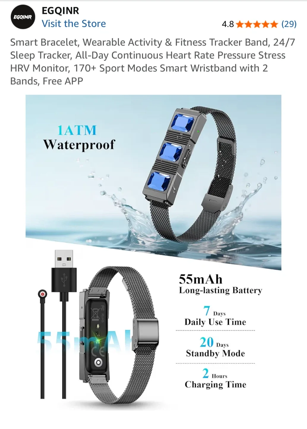 EGQINR Smart Bracelet Fitness Tracker image indicator(3)