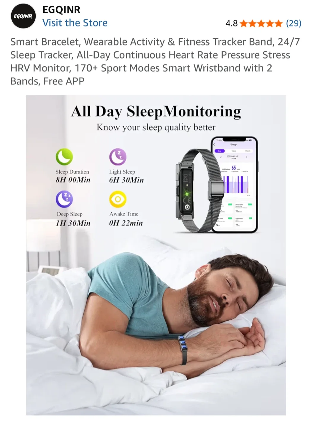 EGQINR Smart Bracelet Fitness Tracker image indicator(2)