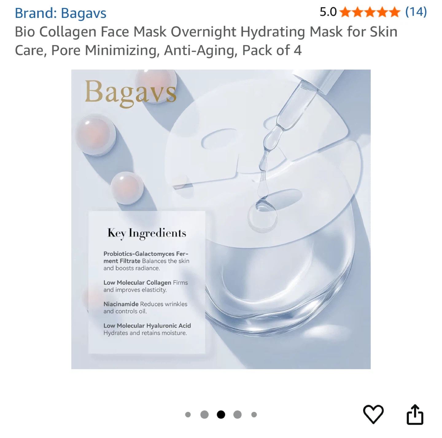 Bagavs Bio Collagen Face Mask (Pack of 4) - photo 3