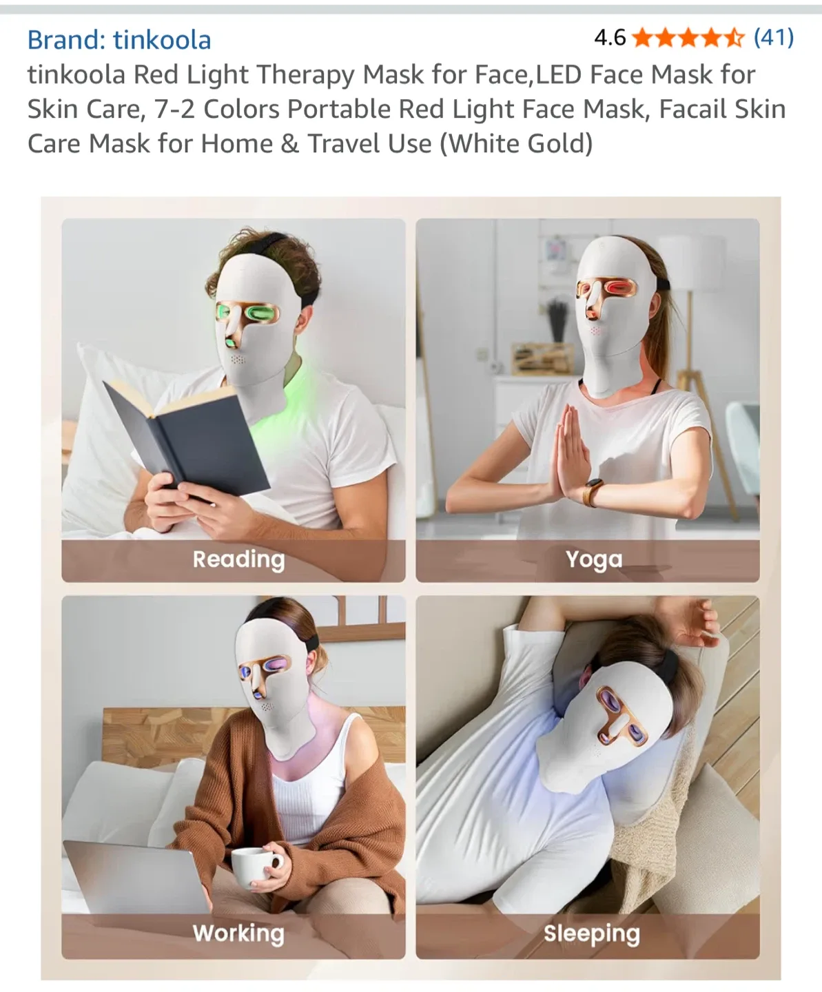 Tinkoola LED Red Light Therapy Face Mask image indicator(3)