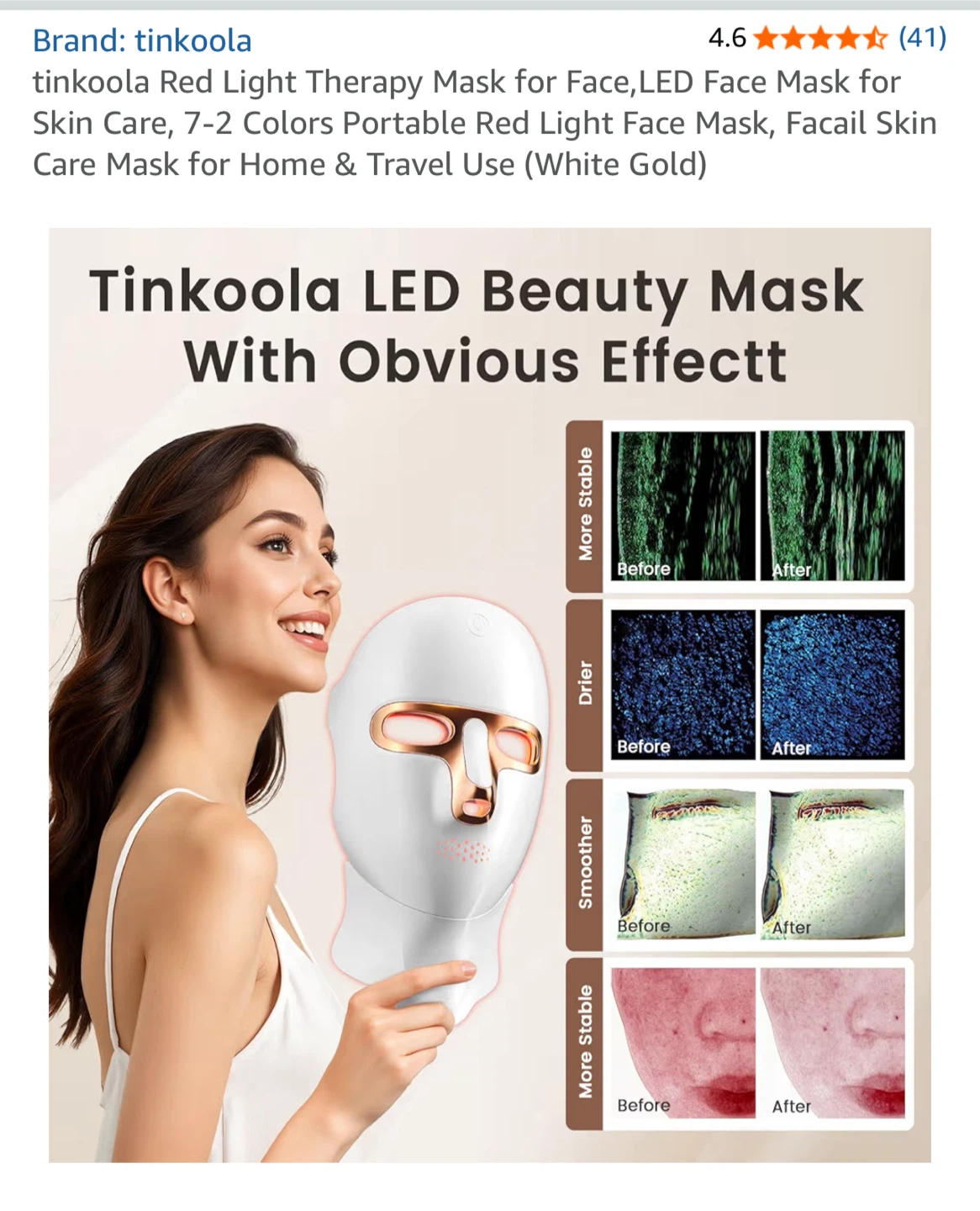 Tinkoola LED Red Light Therapy Face Mask - photo 2