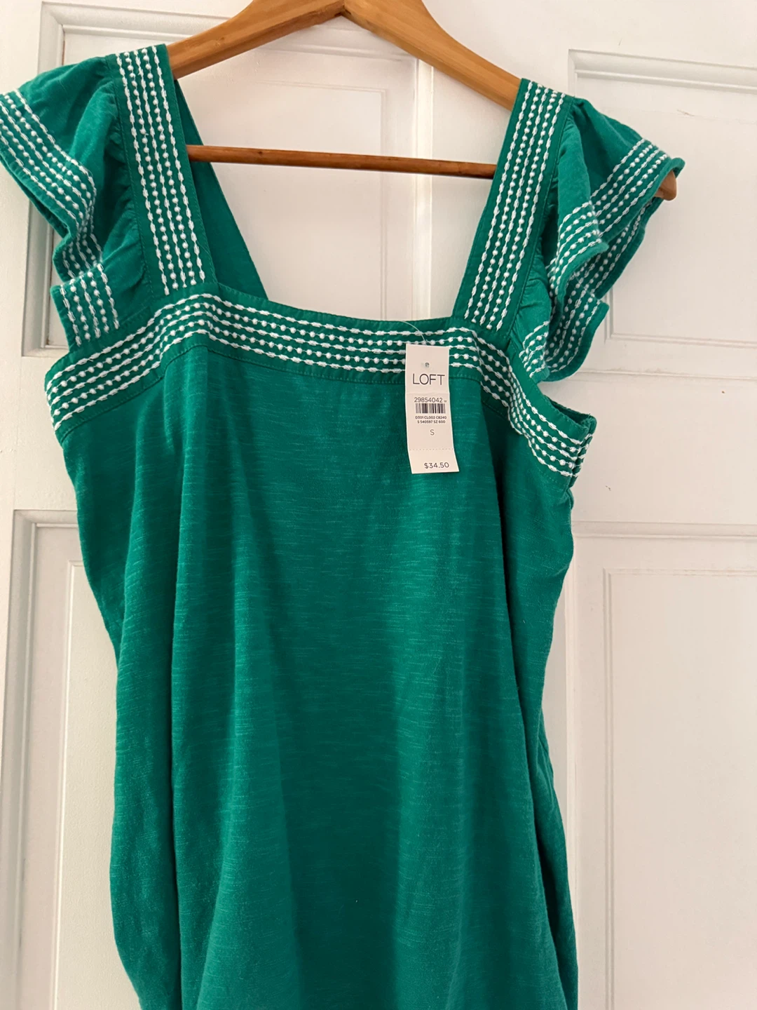 LOFT Green Embroidered Tank Top - Size S