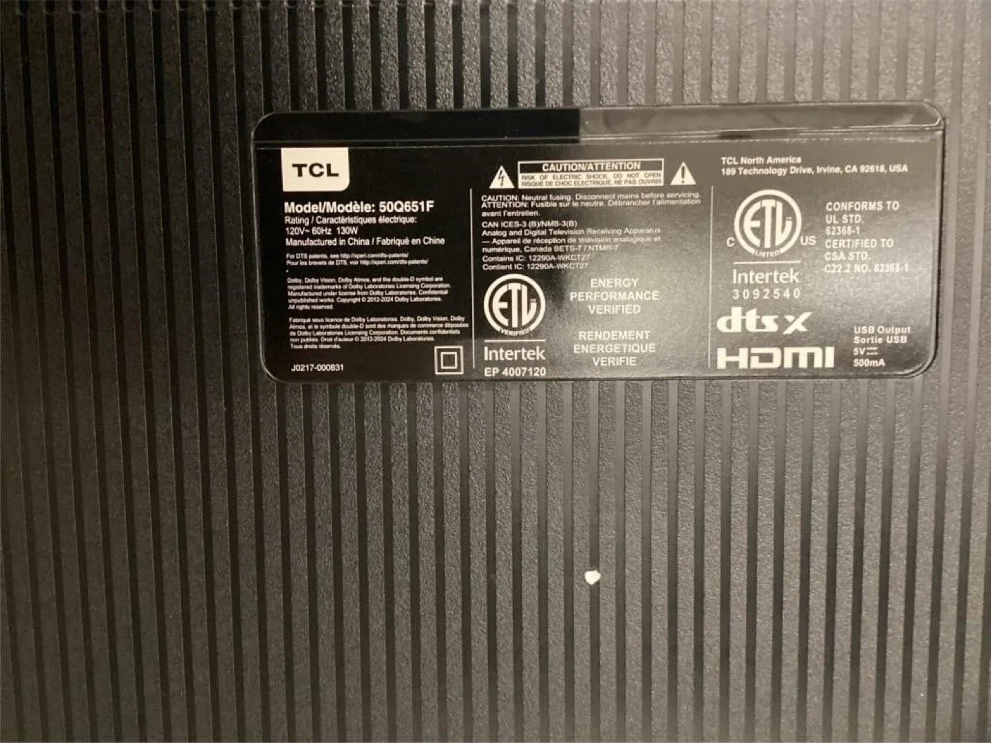 TCL 50Q651F 50" Fire TV - Includes Remote & Power Cord image indicator(2)