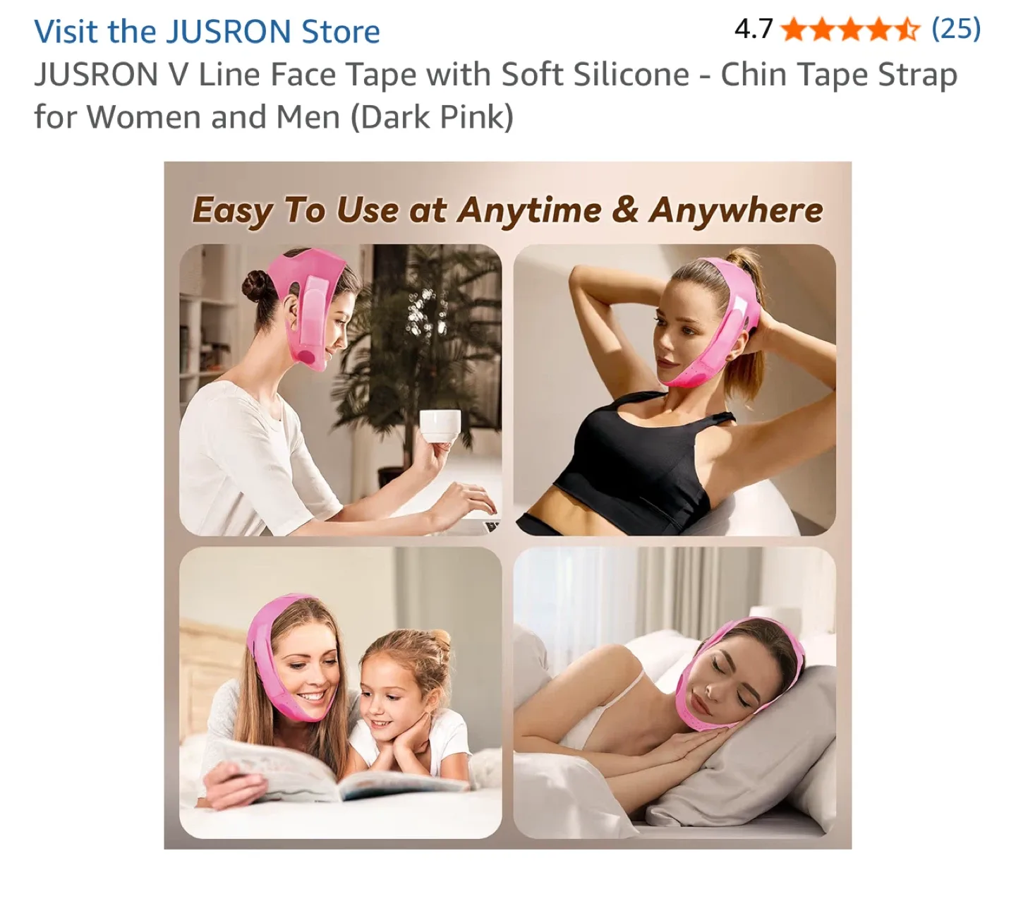 JUSRON V Line Face Tape - Dark Pink image indicator(6)