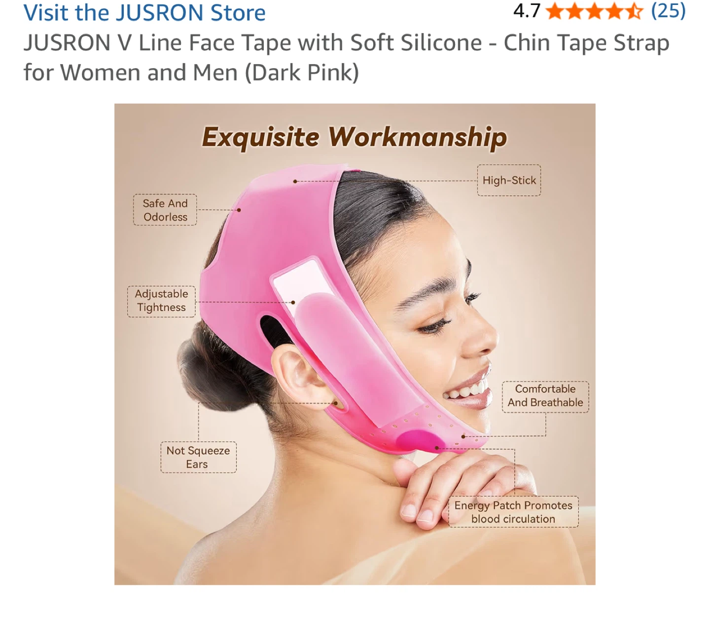 JUSRON V Line Face Tape - Dark Pink - photo 4